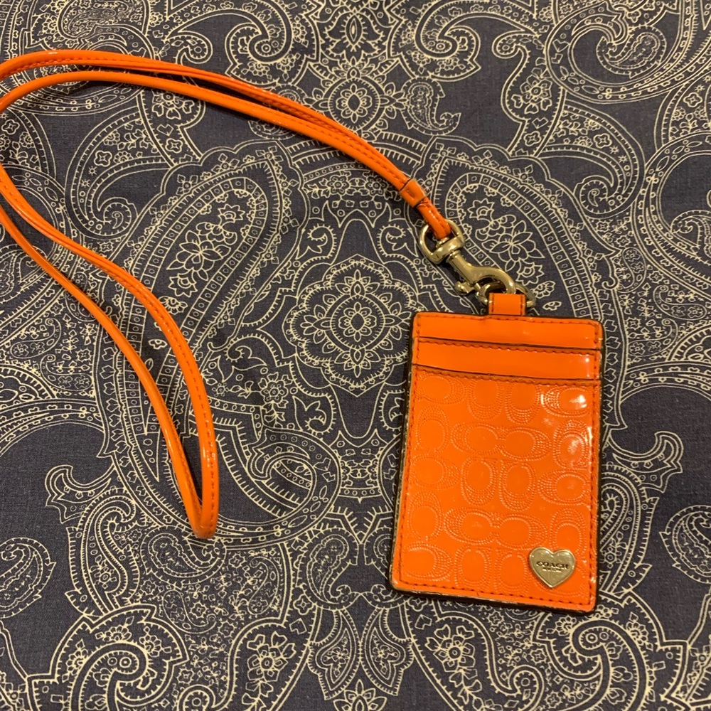 Coach lanyard card holder